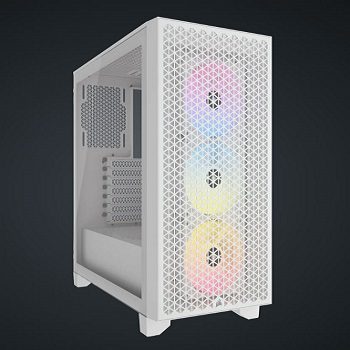 GABINETE CHASIS PARA PC CORSAIR 3000D RGB AIRFLOW - VIDRIO TEMPLADO - BLANCO