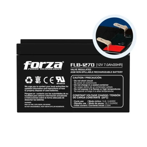 Imagen de FORZA FUB-1270 | Batería sellada 12V/7,0Ah recargable, AGM, sin mantenimiento