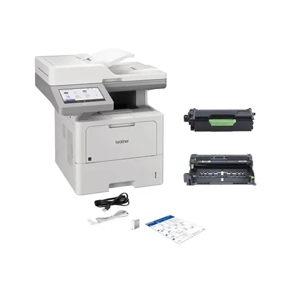 Brother-MFCL6915DW Imagen referencial de Multifuncional Brother MFCL6915DW láser monocromática gama empresarial, a la vista Toner, Drum.
