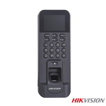 Imagen de Terminal de Control de Acceso Hikvision DS-K1T804AMF – Huella Dactilar, Tarjeta Mifare, IP65