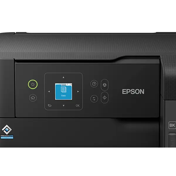 Epson-Multifuncional-EcoTank-L3560-Panel-Frontal Imagen de panel frontal de impresora Epson Multifuncional EcoTank L3560 con pantalla LCD a color