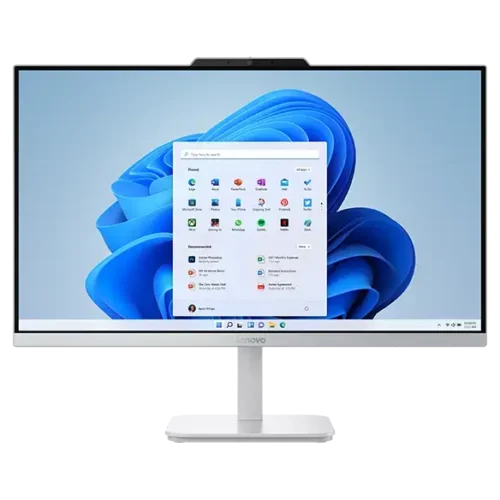 Imagen referencial del desktop AIO Lenovo A100, con pantalla de 24 pulgadas, procesador i3,16Ram,512SSD, color Cloud Grey