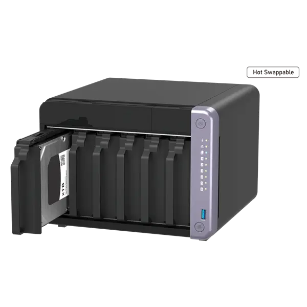 Imagen frontal del NAS QNAP TS-632X con 6 bahías
