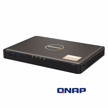 Imagen referencial de QNAP TBS-464 UltraCompact – Diseño elegante y portátil.