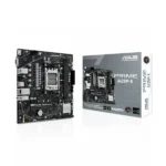 Imagen referencial de Placa Base de computador Asus Prime A620M-K para Procesador AMD(AM5) y su empaque.